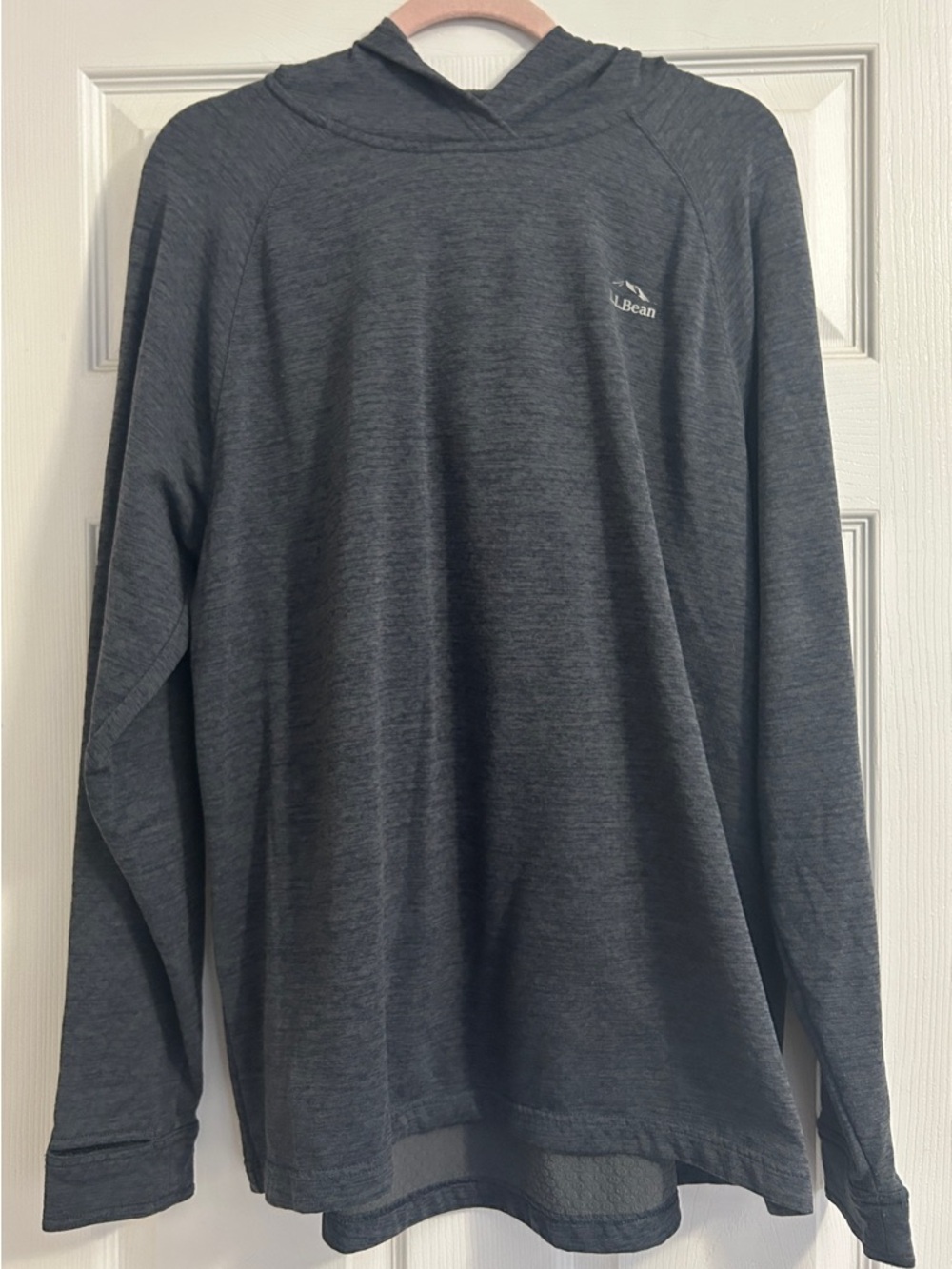 L.L. Bean Men’s Hooded Long-Sleeve Shirt in Heather Charcoal